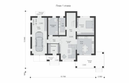 Двухэтажный дом с пятью спальнями, террасой и гаражом.