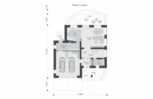 Двухэтажный дом с гаражом и террасой